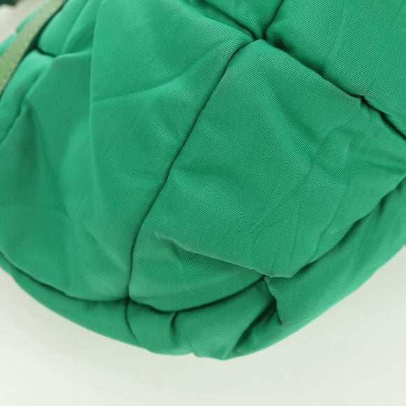 PRADA Shoulder Bag Nylon Green Gold Auth 156456
