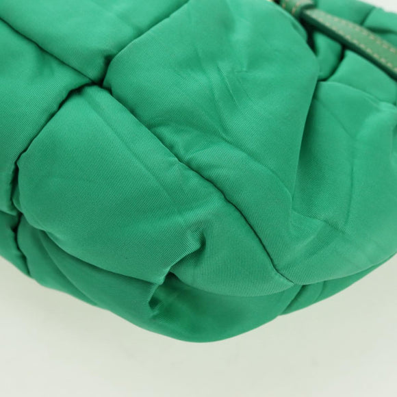 PRADA Shoulder Bag Nylon Green Gold Auth 156456