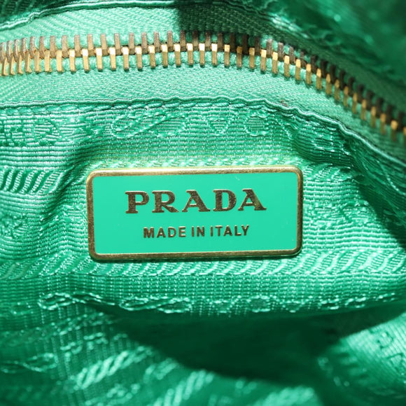 PRADA Shoulder Bag Nylon Green Gold Auth 156456