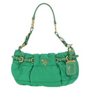 PRADA Shoulder Bag Nylon Green Gold Auth 156456-2