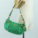 PRADA Shoulder Bag Nylon Green Gold Auth 156456-24