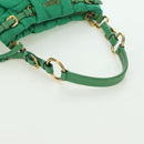 PRADA Shoulder Bag Nylon Green Gold Auth 156456-7