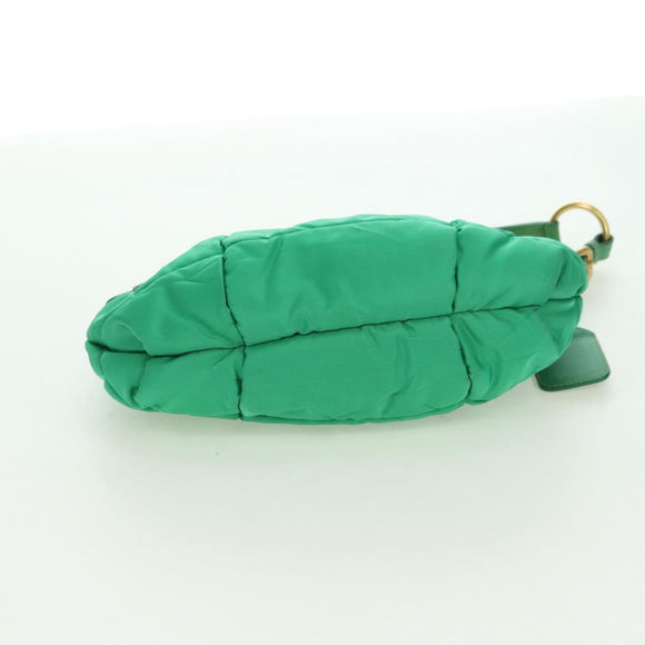 PRADA Shoulder Bag Nylon Green Gold Auth 156456