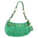 PRADA Shoulder Bag Nylon Green Gold Auth 156456V-1
