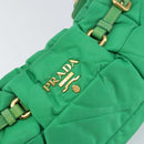 PRADA Shoulder Bag Nylon Green Gold Auth 156456V-17