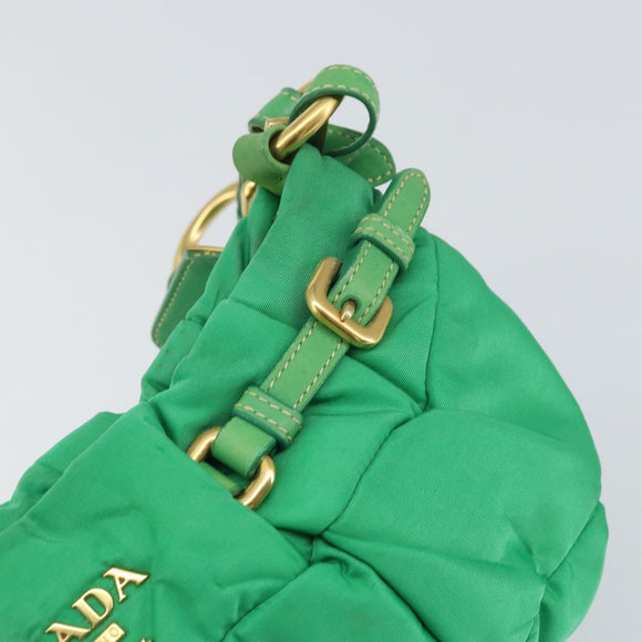 PRADA Shoulder Bag Nylon Green Gold Auth 156456V