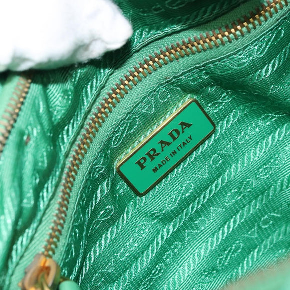 PRADA Shoulder Bag Nylon Green Gold Auth 156456V