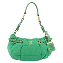 PRADA Shoulder Bag Nylon Green Gold Auth 156456V-13