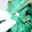 PRADA Shoulder Bag Nylon Green Gold Auth 156456V-12