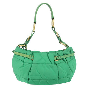 PRADA Shoulder Bag Nylon Green Gold Auth 156456V - 0