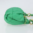 PRADA Shoulder Bag Nylon Green Gold Auth 156456V-3