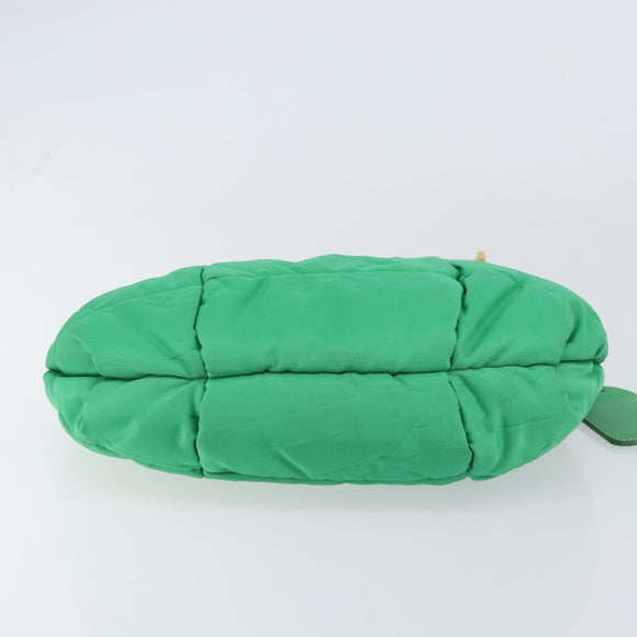 PRADA Shoulder Bag Nylon Green Gold Auth 156456V
