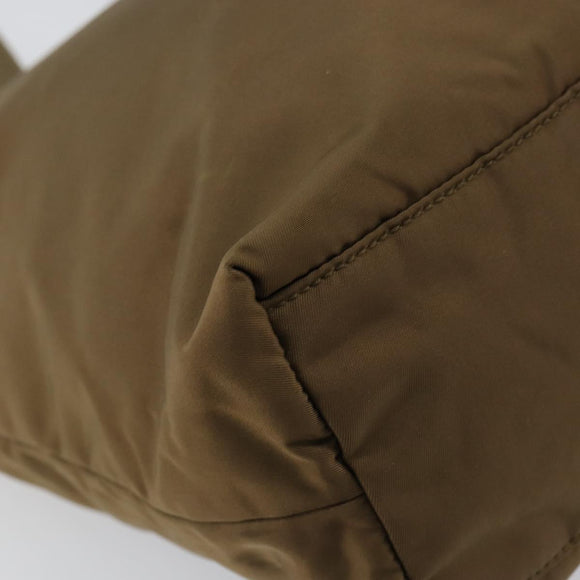 PRADA Tote Bag Nylon Brown Gold Auth 156457