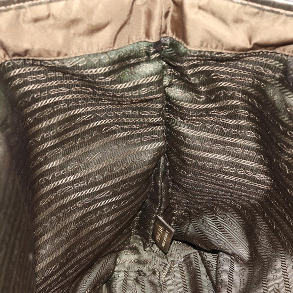 PRADA Tote Bag Nylon Brown Gold Auth 156457