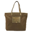 PRADA Tote Bag Nylon Brown Gold Auth 156457-13