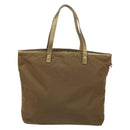 PRADA Tote Bag Nylon Brown Gold Auth 156457-2