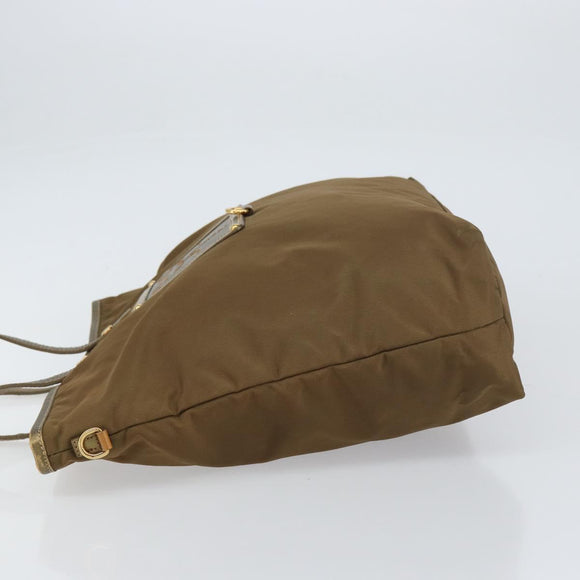PRADA Tote Bag Nylon Brown Gold Auth 156457