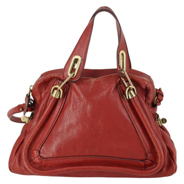 Chloe Paraty Hand Bag Leather 2way Red Gold Auth 156458 - 0