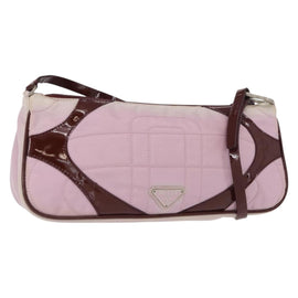 PRADA Shoulder Bag Nylon Pink Silver Auth 156460