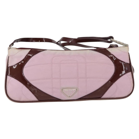 PRADA Shoulder Bag Nylon Pink Silver Auth 156460