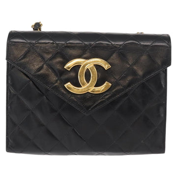 CHANEL Matelasse Chain Shoulder Bag Leather Black Gold CC Auth 156461 - 0