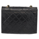 CHANEL Matelasse Chain Shoulder Bag Leather Black Gold CC Auth 156461-3