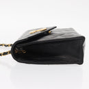 CHANEL Matelasse Chain Shoulder Bag Leather Black Gold CC Auth 156461-6