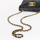 CHANEL Matelasse Chain Shoulder Bag Leather Black Gold CC Auth 156461-8