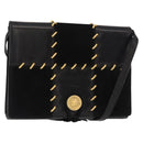 Salvatore Ferragamo Gancini Shoulder Bag Suede Leather Black Gold Auth 156462-1
