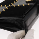 Salvatore Ferragamo Gancini Shoulder Bag Suede Leather Black Gold Auth 156462-9