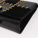 Salvatore Ferragamo Gancini Shoulder Bag Suede Leather Black Gold Auth 156462-14