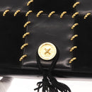 Salvatore Ferragamo Gancini Shoulder Bag Suede Leather Black Gold Auth 156462-17