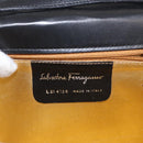 Salvatore Ferragamo Gancini Shoulder Bag Suede Leather Black Gold Auth 156462-12
