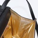 Salvatore Ferragamo Gancini Shoulder Bag Suede Leather Black Gold Auth 156462-18
