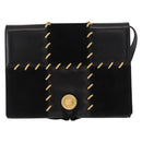 Salvatore Ferragamo Gancini Shoulder Bag Suede Leather Black Gold Auth 156462-13