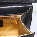 Salvatore Ferragamo Gancini Shoulder Bag Suede Leather Black Gold Auth 156462-20