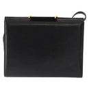 Salvatore Ferragamo Gancini Shoulder Bag Suede Leather Black Gold Auth 156462-2