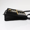 Salvatore Ferragamo Gancini Shoulder Bag Suede Leather Black Gold Auth 156462-3