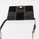 Salvatore Ferragamo Gancini Shoulder Bag Suede Leather Black Gold Auth 156462-6
