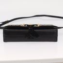 Salvatore Ferragamo Gancini Shoulder Bag Suede Leather Black Gold Auth 156462-5
