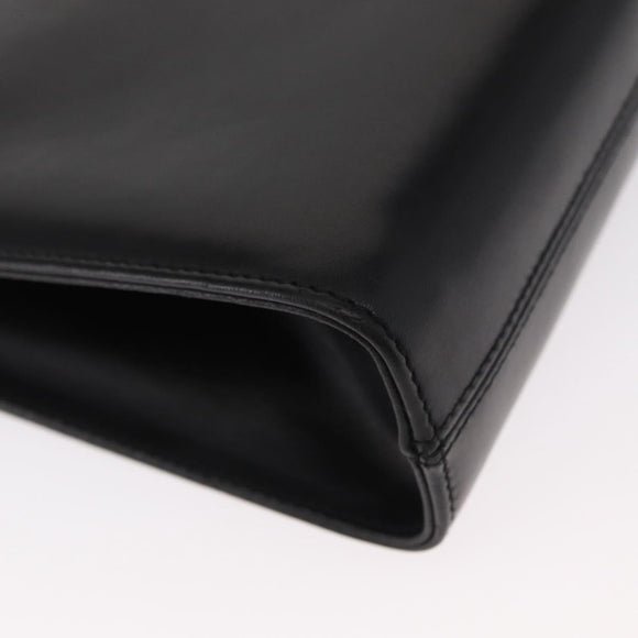 Salvatore Ferragamo Gancini Chain Shoulder Bag Leather Black Gold Auth 156464