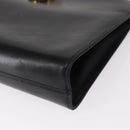 Salvatore Ferragamo Gancini Chain Shoulder Bag Leather Black Gold Auth 156464-11