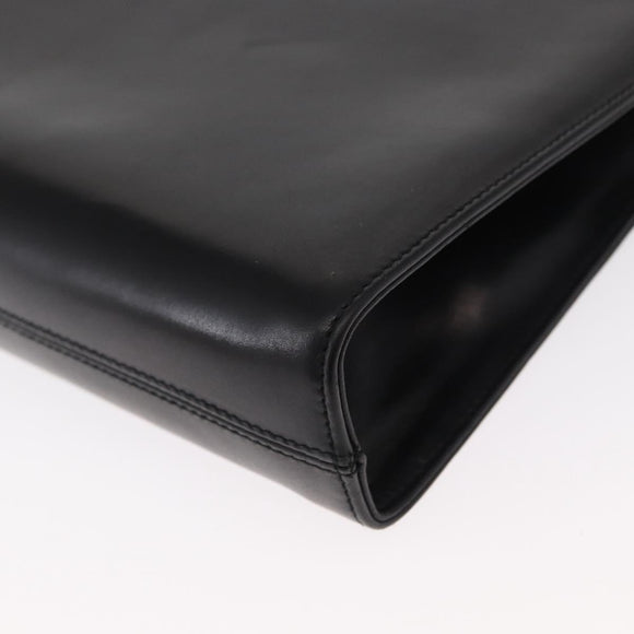 Salvatore Ferragamo Gancini Chain Shoulder Bag Leather Black Gold Auth 156464