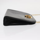 Salvatore Ferragamo Gancini Chain Shoulder Bag Leather Black Gold Auth 156464-4