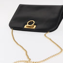 Salvatore Ferragamo Gancini Chain Shoulder Bag Leather Black Gold Auth 156464-6
