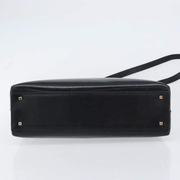 Salvatore Ferragamo Gancini Hand Bag Leather 2way Black Gold Auth 156465