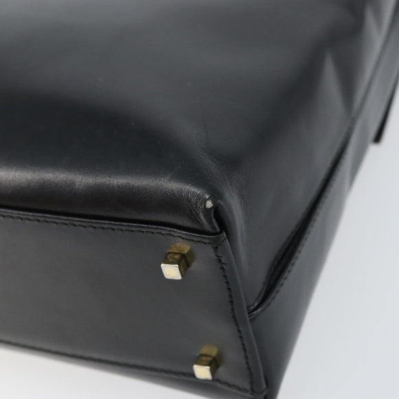 Salvatore Ferragamo Gancini Hand Bag Leather 2way Black Gold Auth 156465