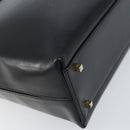 Salvatore Ferragamo Gancini Hand Bag Leather 2way Black Gold Auth 156465-9