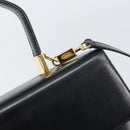 Salvatore Ferragamo Gancini Hand Bag Leather 2way Black Gold Auth 156465-10