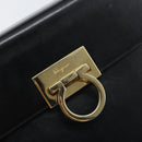 Salvatore Ferragamo Gancini Hand Bag Leather 2way Black Gold Auth 156465-19